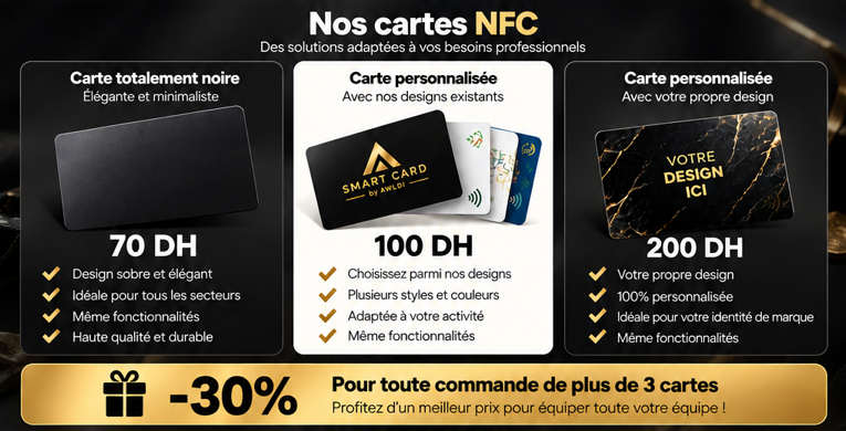 Cartes NFC professionnelles personnalisées au Maroc Cartes NFC professionnelles au Maroc